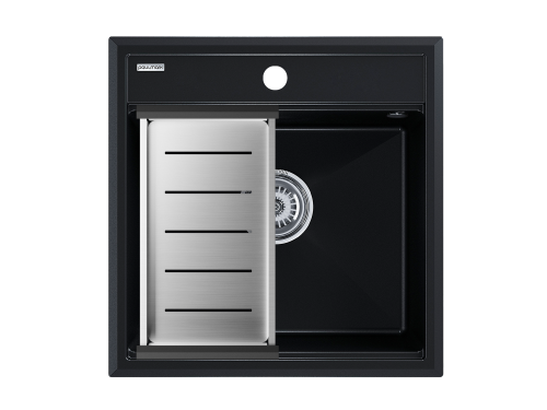 Мойка кухонная Paulmark PM115051-BLM+A375-BS 50х51 черный металлик/брашированная нержавеющая сталь